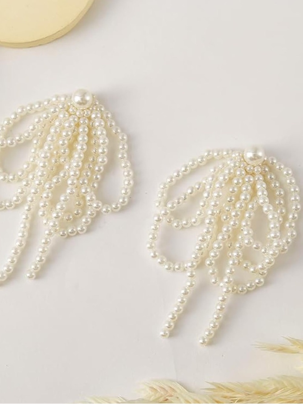 Elegant Pearl Cascade Drop Earrings - White